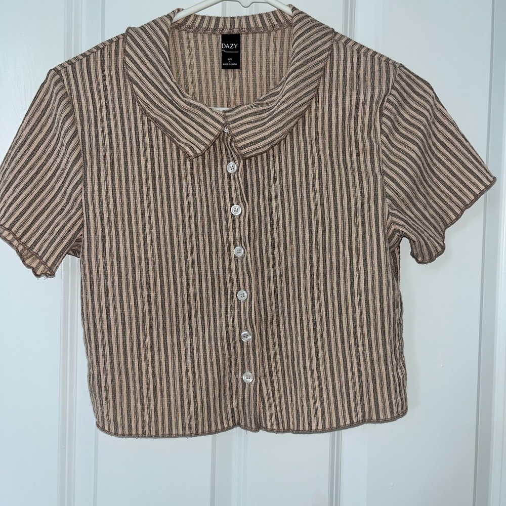 Brown Striped Kids Shirt